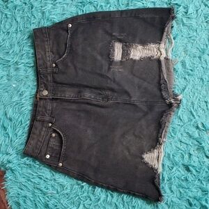 Blank Paige Black Denim Distressed Mini Skirt